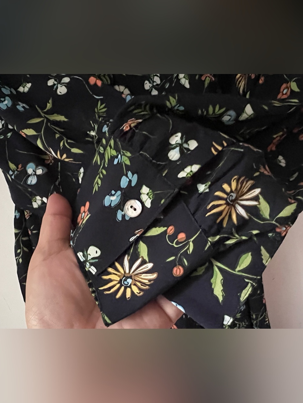 NWT J. Jill Navy Long-Sleeve Button DownFloral Shirt Dress Sz L Removable Belt - Picture 5 of 12